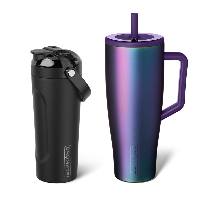 Shake + Glow Bundle | Dark Aura & Matte Black | 40oz/25oz - Easy Hydration-Set