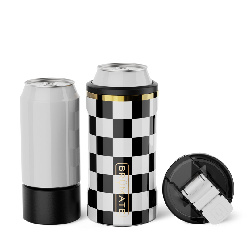 Hopsulator Trio V2 | Black & White Checker | 12/16oz Standard Cans - Journey Tailgate